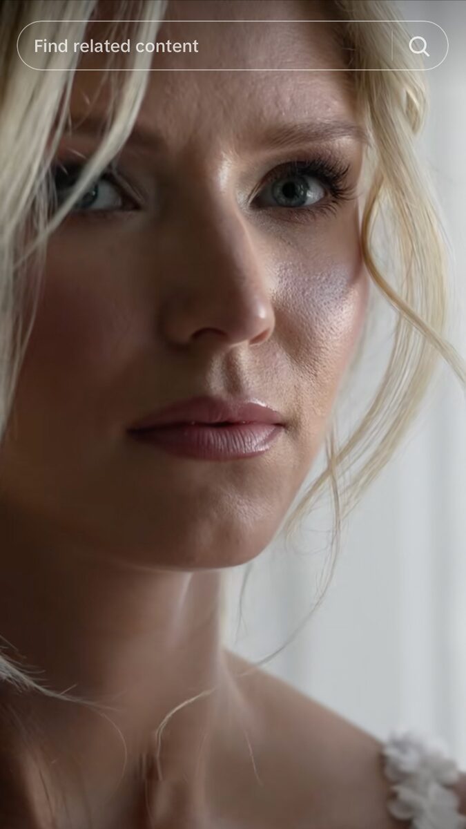 Close-up of a bride on her wedding day, shot on iPhone for social media